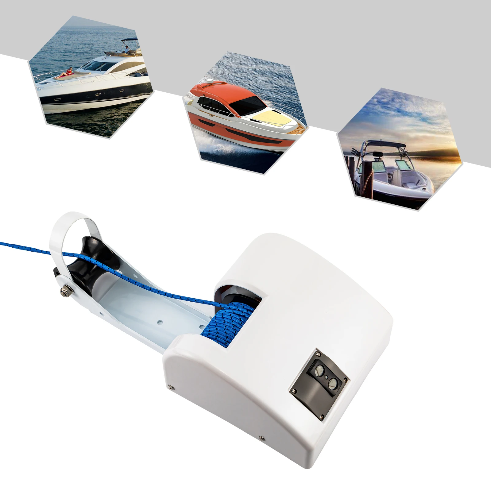 12V Electric Anchor Winch 45LBS Load Capacity Boat Winch with Remote Control Marine for Dropping Anchor Operations