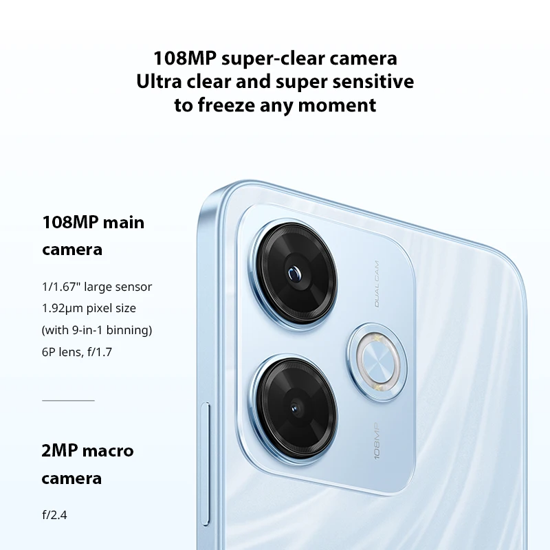Global Version Xiaomi Redmi 13X Smartphone MTK Helio G91 Ultra 108MP super clear camera 6.79" FHD+ display 33W fast charging