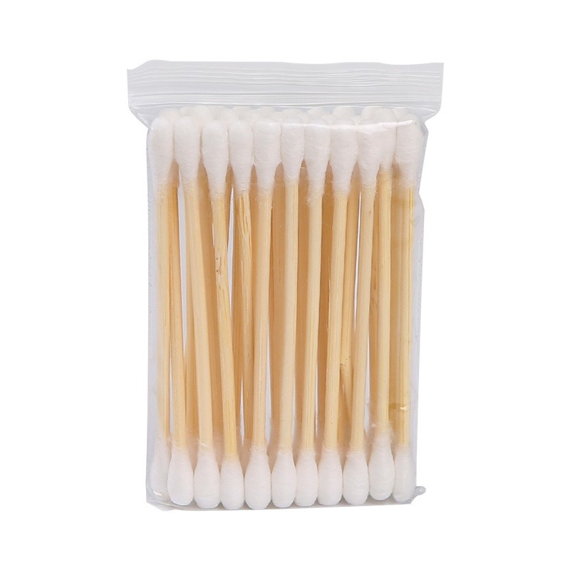 30/100 Uds hisopo de algodón de madera de doble cabeza maquillaje de mujer lápiz labial bastoncillos de punta limpieza de nariz y oreja herramientas de cuidado de la salud