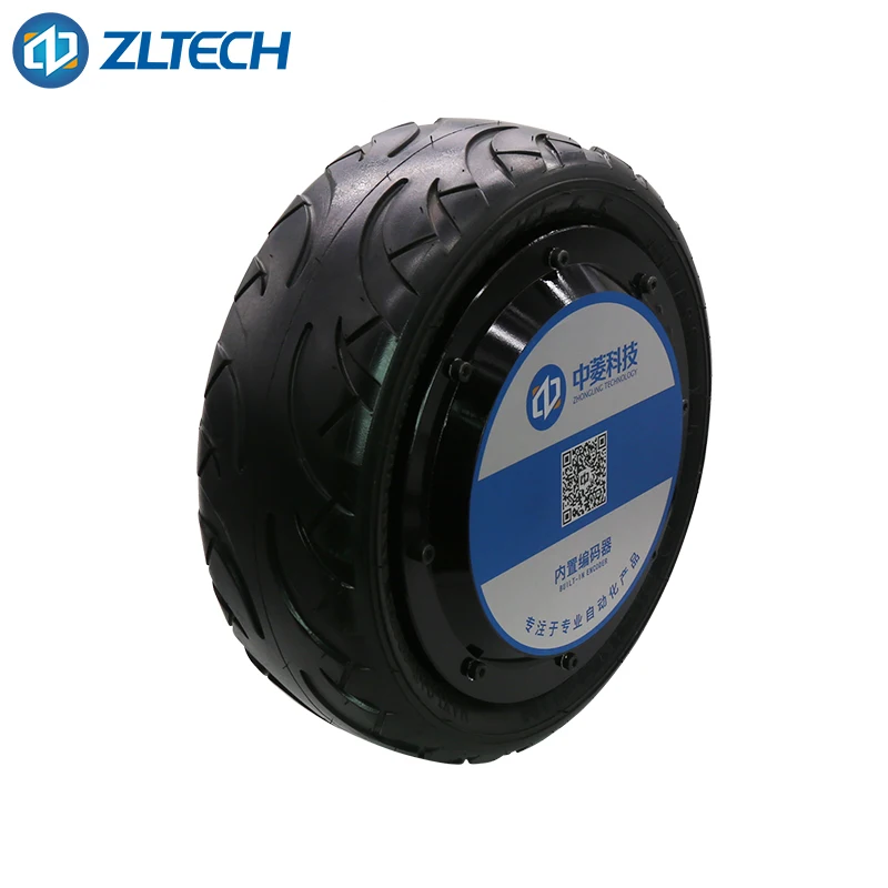 High Power 10 Inch 48V 500W 40N.m 1024 Wire Encoder Brushless DC Servo Wheel Hub Motor With Rubber Tire For Electric Car