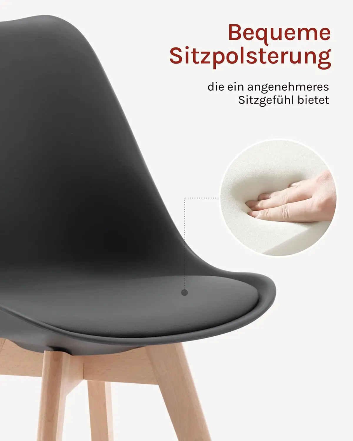 Esszimmerstühle 4er Set, Skandinavische Küchenstühle Retro Design, Sitzfläche aus Kunstleder, mit massivem Holzlegeln, bis 150 kg