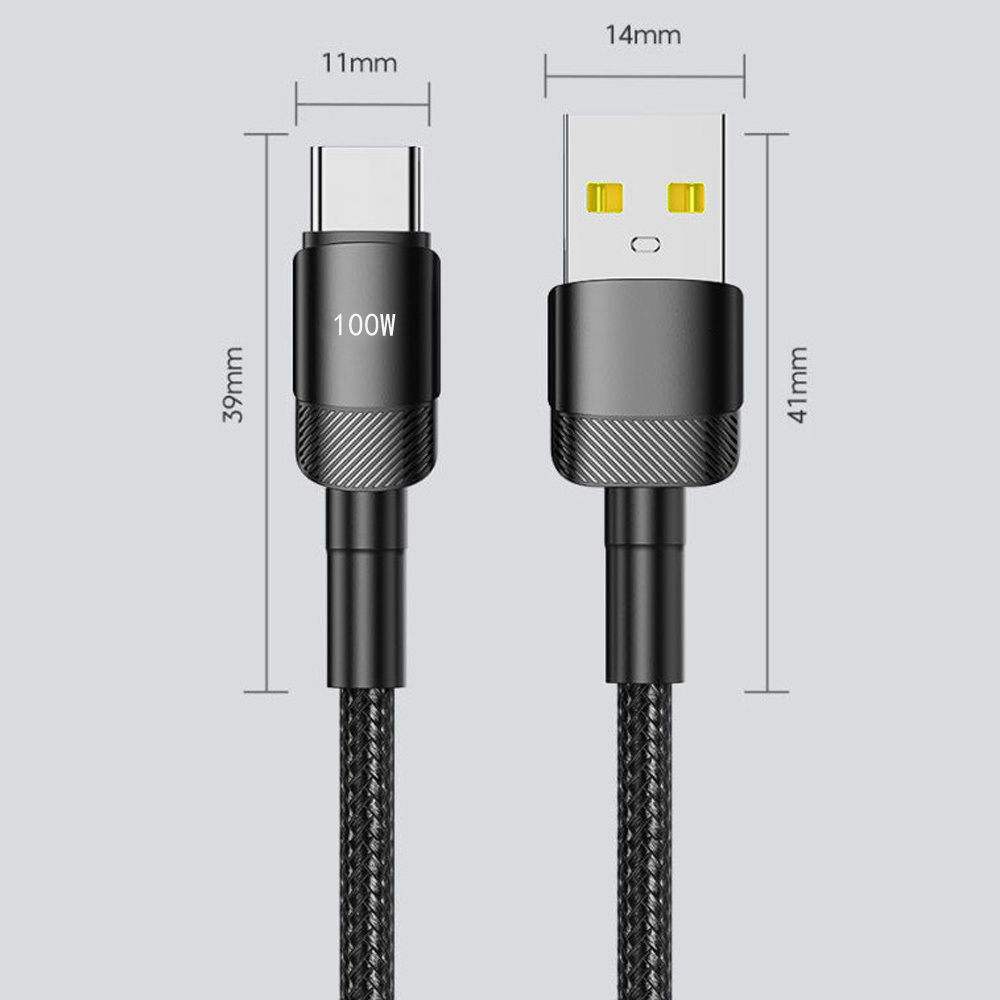 PD 100W Carga rápida 1m/2m/3m Cable USB a tipo C Cable de datos de carga rápida para Huawei Xiaomi