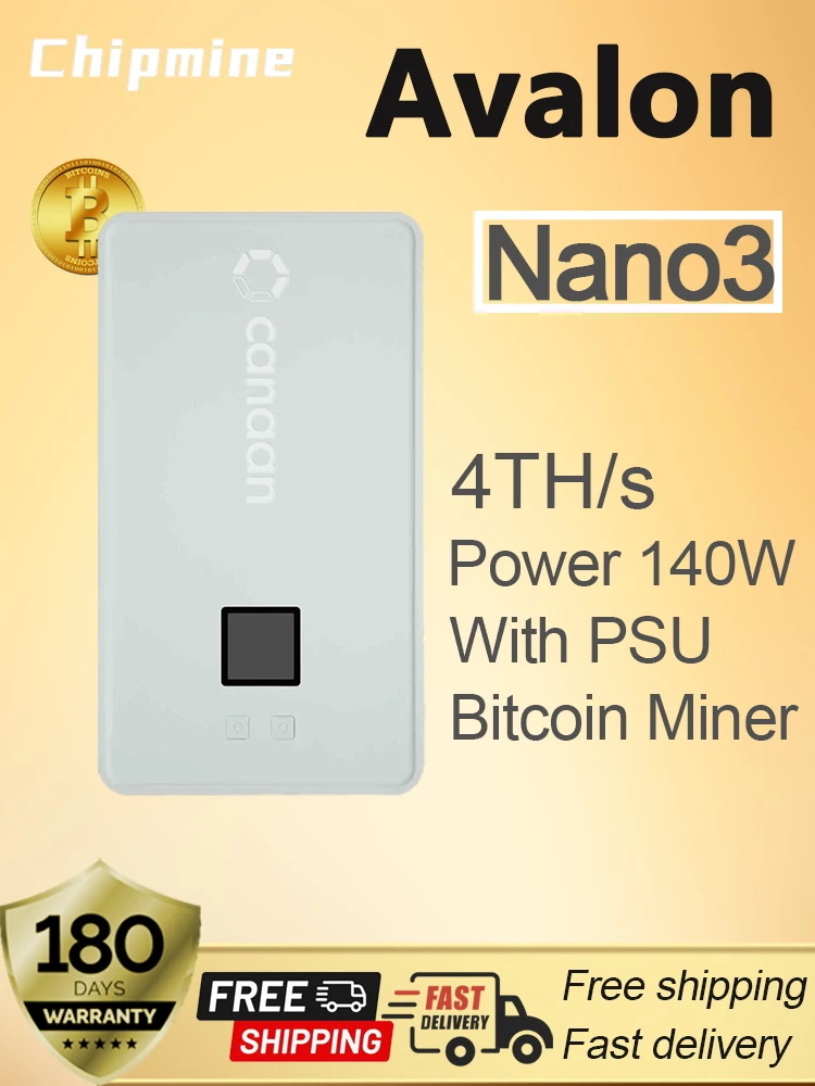 Novo avalon mineiro btc bitcoin silencioso nano 3 140w 4th/s com fonte de alimentação uso de escritório em casa ultra-baixa potência solo mini caixa