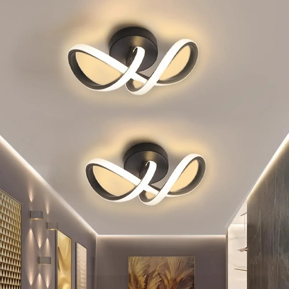 Luces LED de techo para pasillo, candelabro moderno, lámpara de tres colores, lámparas minimalistas para dormitorio, instalación de superficie de luz, comedor