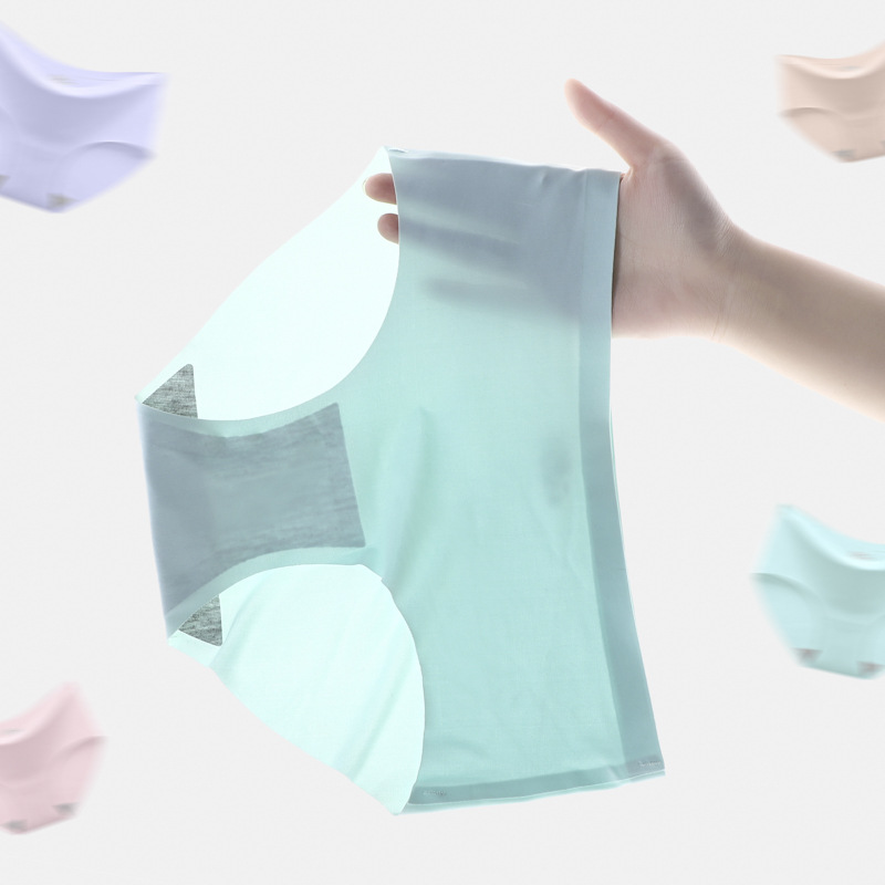 3 pezzi Intimo da donna in seta di ghiaccio Intimo senza traccia Intimo intero a vita media Intimo da donna sexy Triangolo Top
