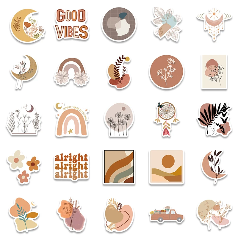 10/30/50PCS Kawaiiโบฮีเมียนดอกไม้สติกเกอร์ความงามPVCตกแต่งScrapbookingเด็กเครื่องเขียนอุปกรณ์โรงเรียนสําหรับเด็ก