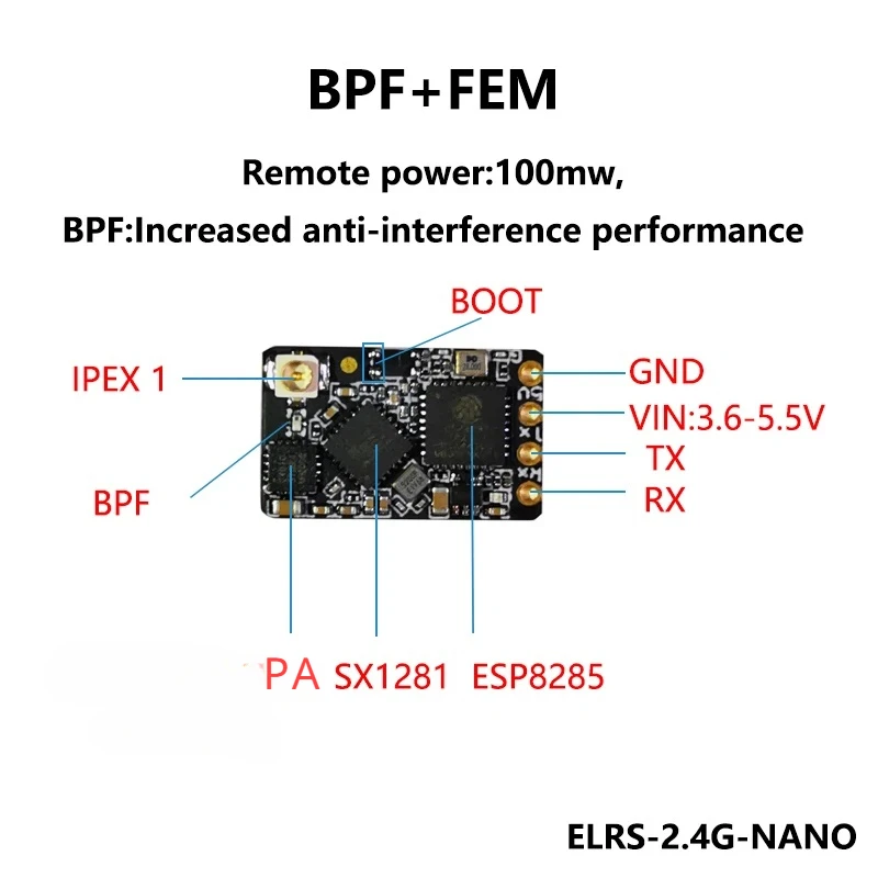 1/2PCS ELRS 2.4GHz NANO ExpressLRS Long Range ELRS Receiver BETAFPV NANO 2400 RX For RC FPV Long Range Racing Drone Quadcopter