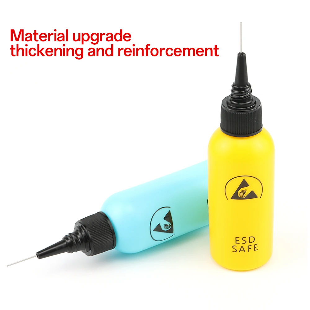 60ml Plastic Liquid Alcohol Bottle Rosin Solvent Anti-static Adhesive Bottle with Dispensing Needle for Glue DIY Repair Tool