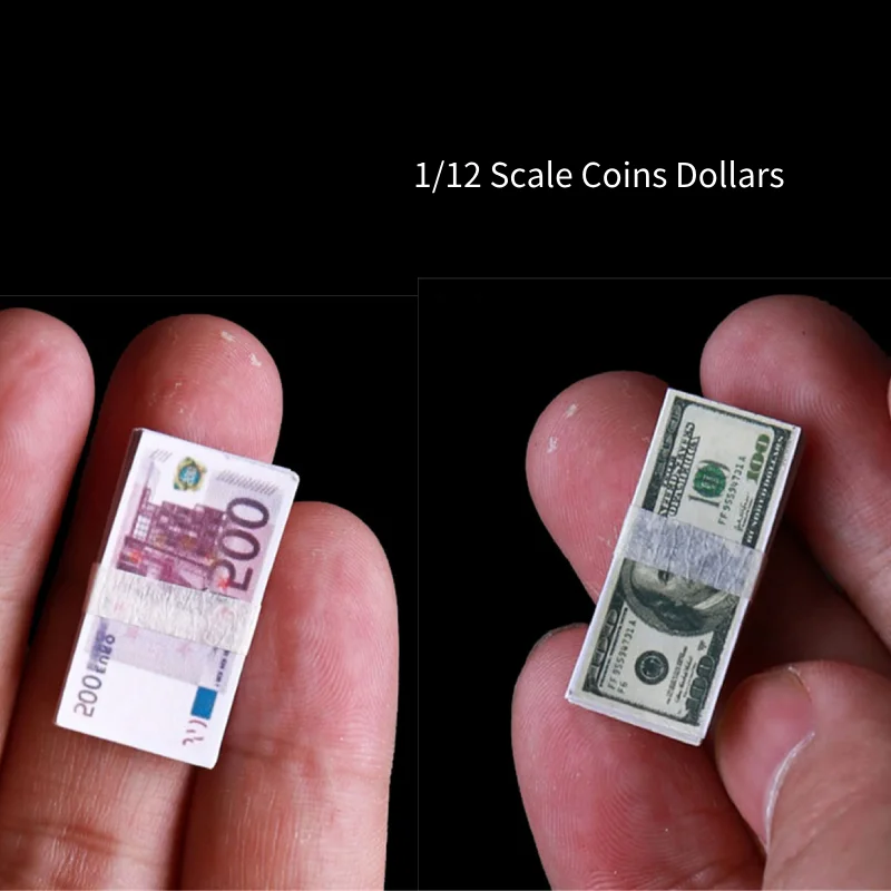 1/12 Scale Coins Dollars Euro Money Scene Accessories Toys for dollhouse Mini Miniature Model Miniature Accessories