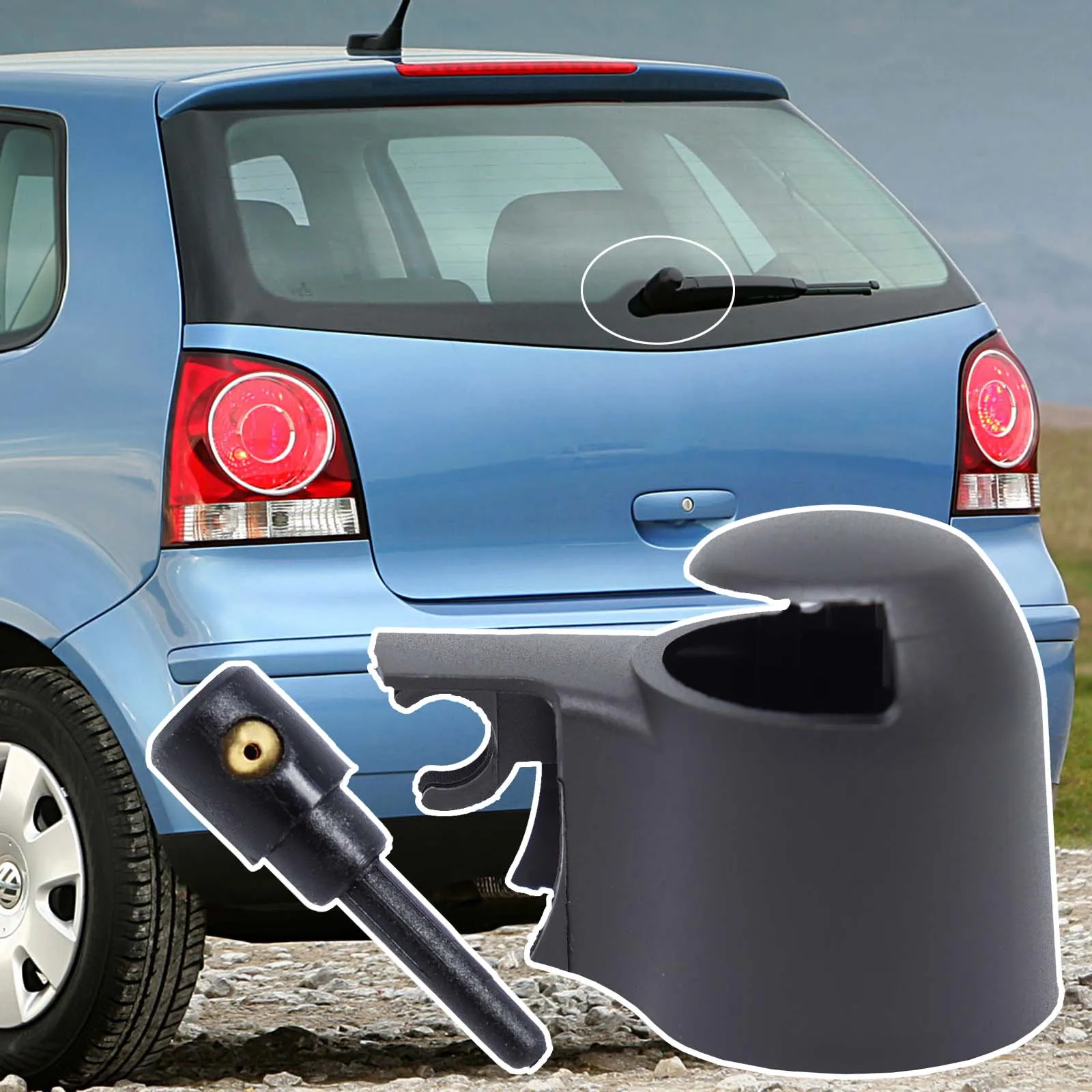 リアワイパーアームロッカーボルトカバーキャップワッシャージェットノズル VW ポロ 6C1 6R1 9N Vivo 2001 2002 2003 2004 2005 2006 2007 2008 2009