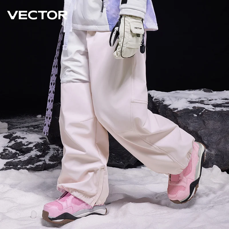VECTOR мужские и женские зимние лыжные штаны с завязками на щиколотке, уличные высококачественные ветрозащитные водонепроницаемые и теплые зимние штаны