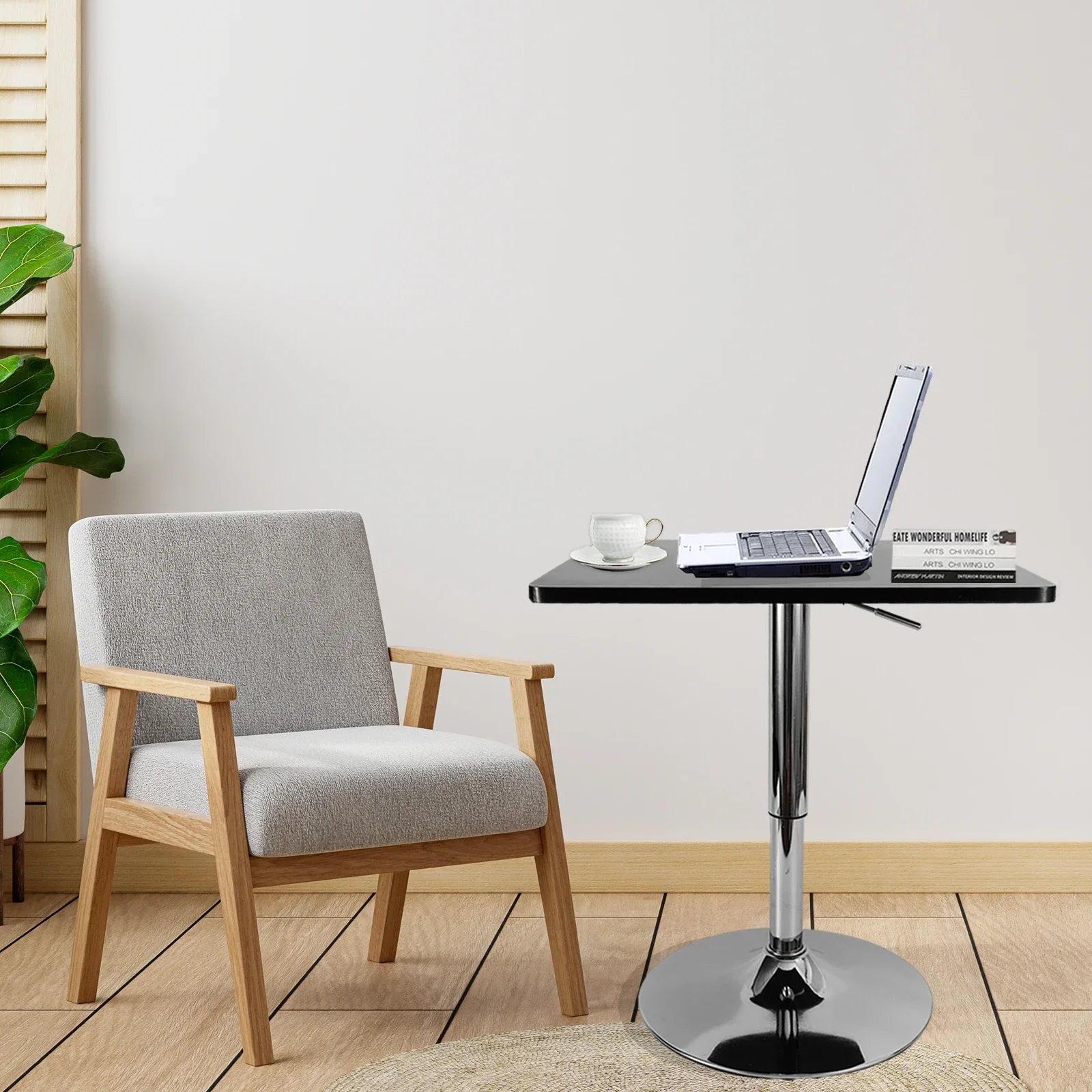 Mesa de bar quadrada, altura de base ajustável com 360 °   Pião para sala de jantar, casa, cozinha, pátio, bistrô