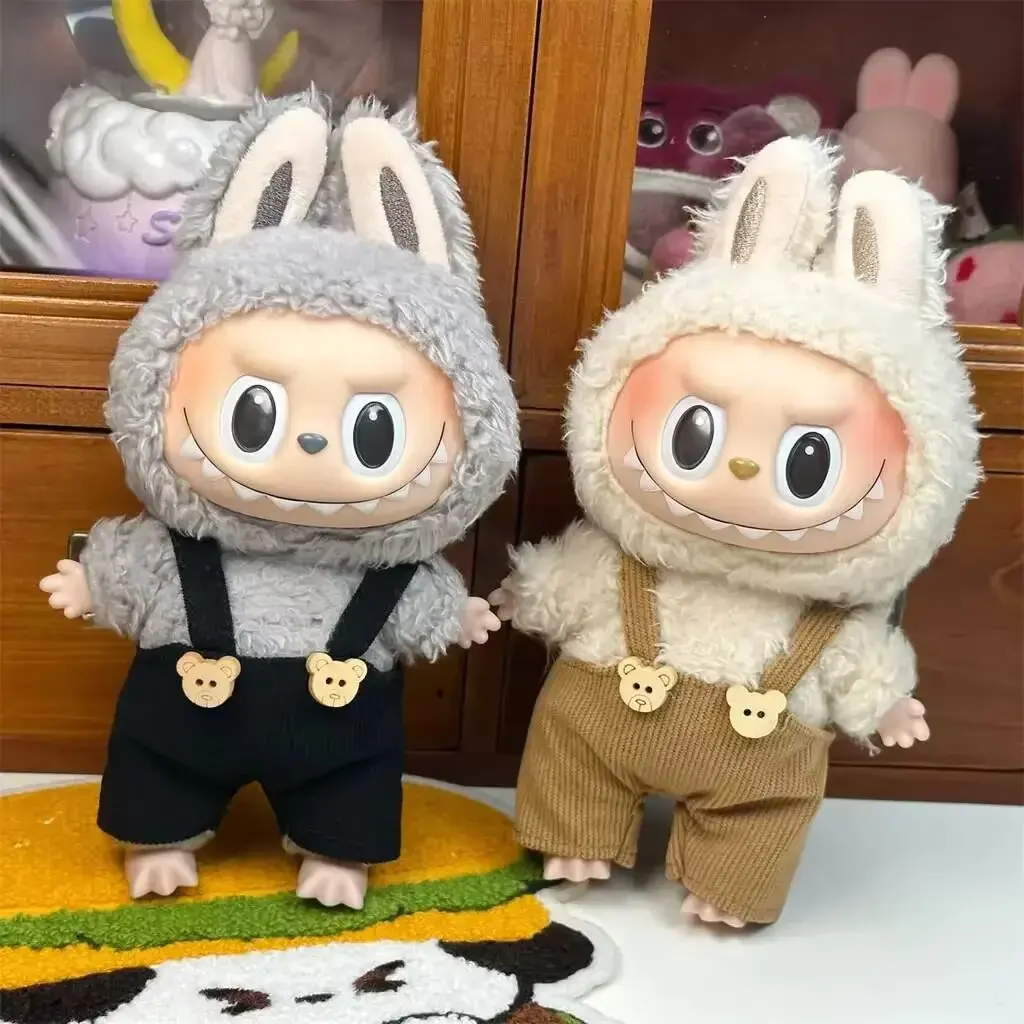 (Nur Tuch) Für 17 cm Labubu-Babykleidung, Bären-Overall, Plüsch-Vinyl-Gesicht, Puppen-Anhänger, Kleidung, niedliche Dekoration, kleine Tücher