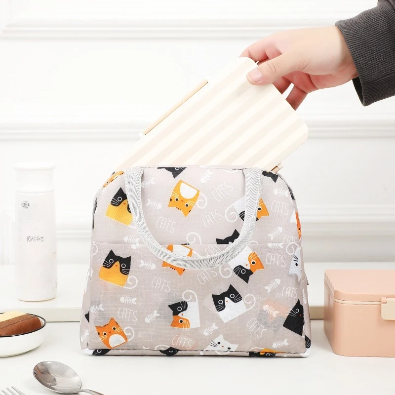 Bolsa Bento de mano estilo dibujos animados, fiambrera, bolsa aislante, bolsa de almacenamiento de gran capacidad, bolsa de almuerzo para trabajadores de oficina