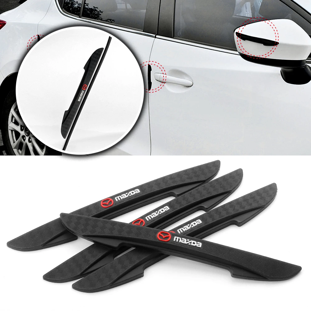 4 Uds. Protector de borde de puerta de coche de goma pegatina anticolisión tiras antiarañazos para Mazda 2 3 bk 6 gg gj gh CX3 CX5 CX7 CX9 CX30