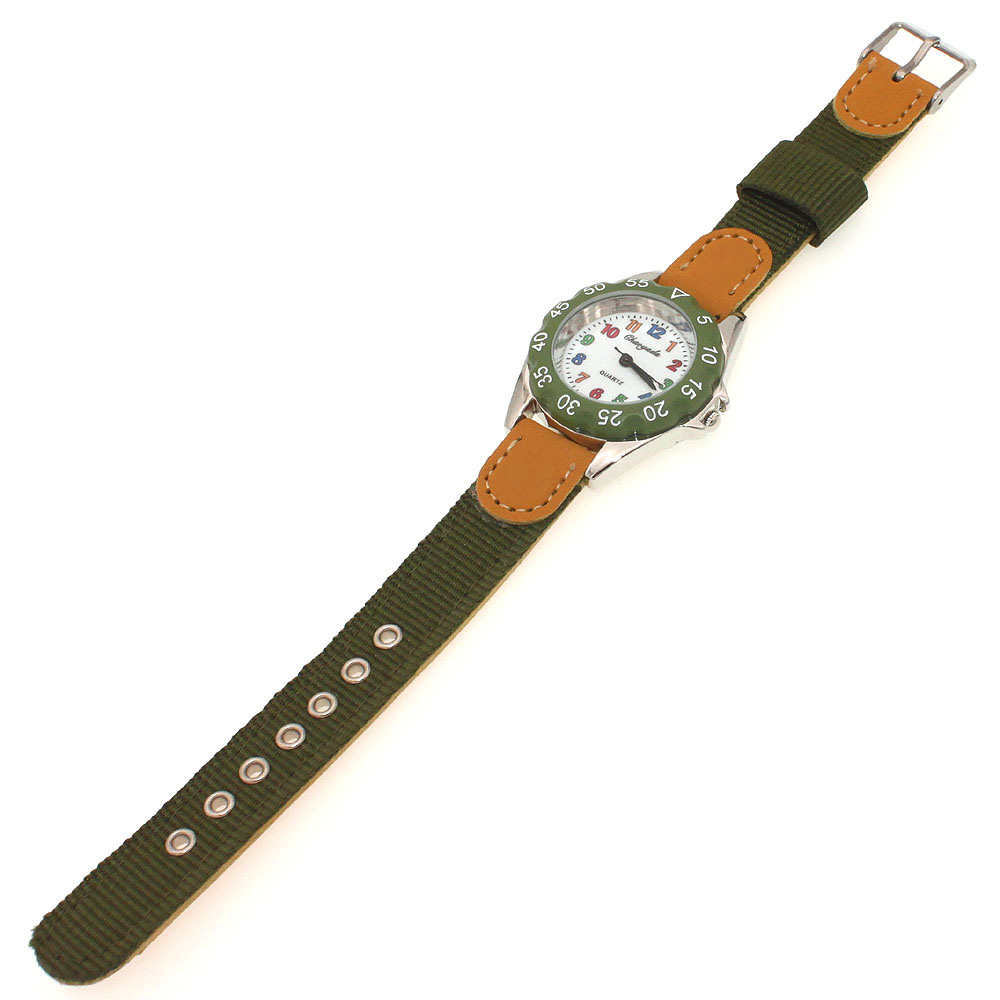 Chaoyada Kinderen Jongens Meisjes 24 Uur Canvas Quartz Horloges Kinderen Studenten Militaire Waterdichte Horloges