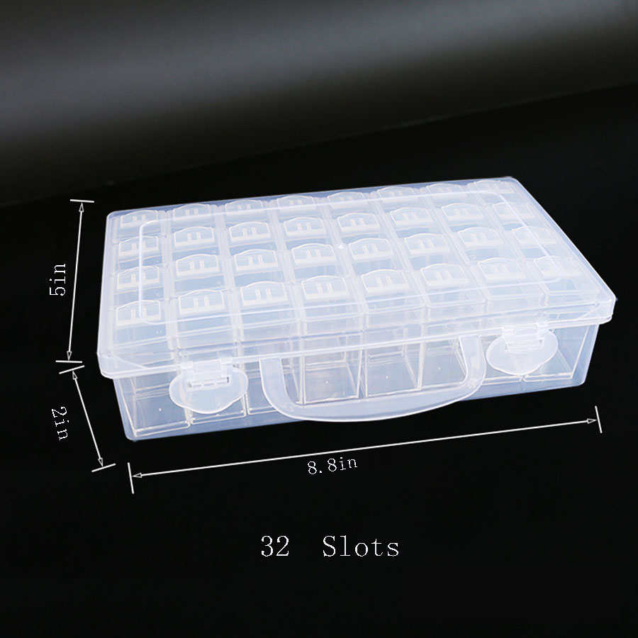 1pc 28/32/48/56/64 スロットプラスチック収納ボックス、 DIY ダイヤモンド塗装ビーズチャームジュエリーアクセサリーオーガナイザーボックス