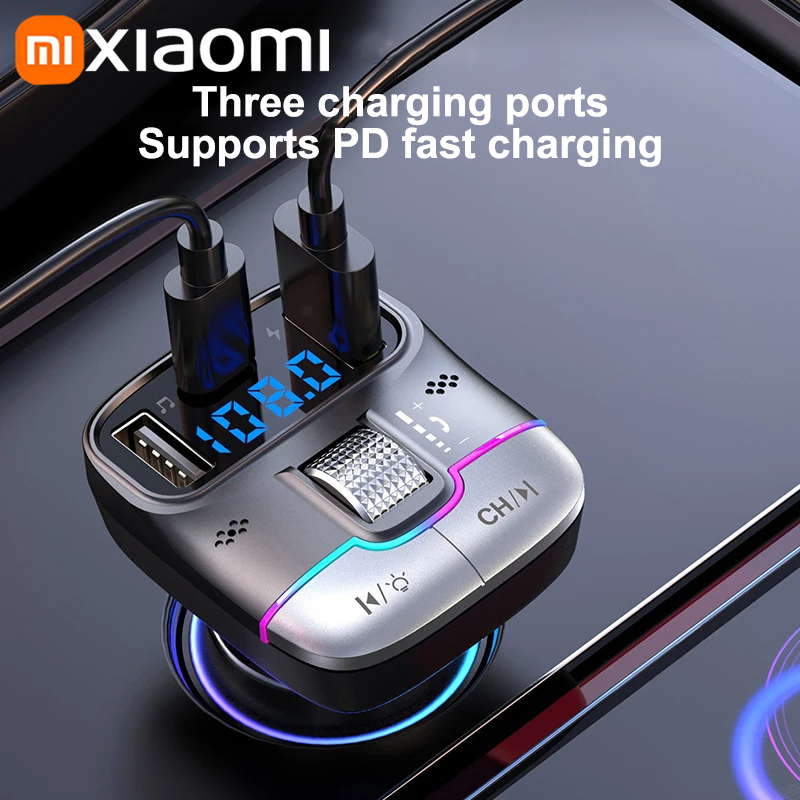 Xiaomi FM Transmitter Bluetooth 5.4 Hands-Free Car AUX Radio Modulator MP3 Player with Fast Charging Adapter Auto Accessories