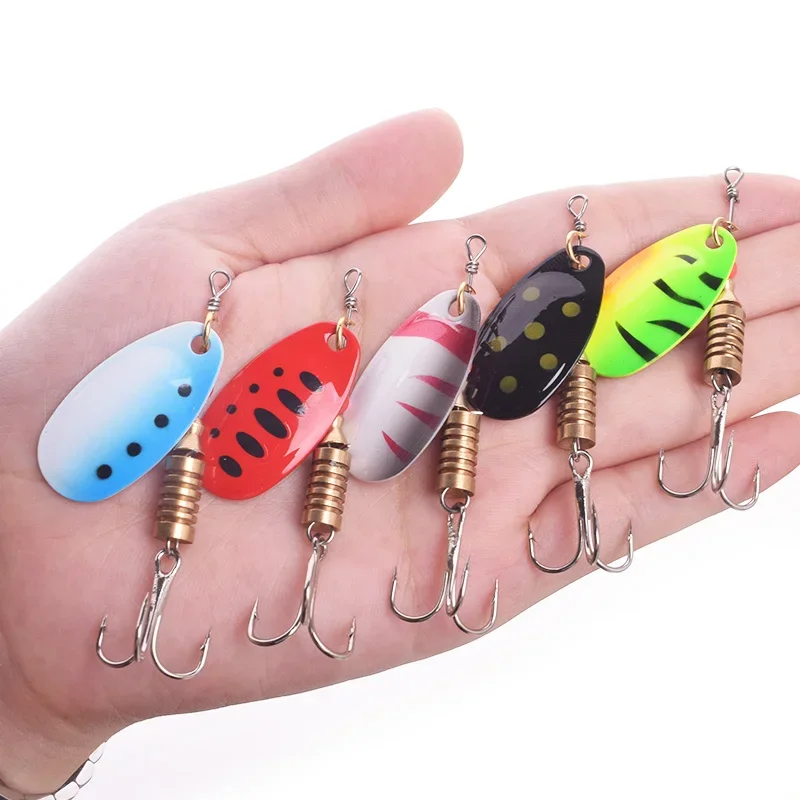1 Chiếc 3.5G 5.5G Câu Cá Wobblers Cá Hồi Kim Loại Thìa Con Quay Mồi Jig Bay Nhân Tạo Mồi Với Móc Câu 3 swimbait Bass Giải Quyết