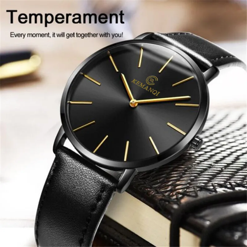 Top Marke Herren uhren Mode ultra dünne analoge Quarzuhren Ledergürtel einfaches Temperament Herren uhr Relogios Masculino