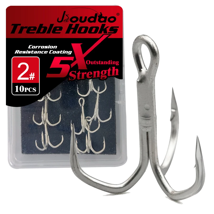 Ami tripli 5X Ami da pesca tripli robusti 10 pezzi/scatola 2 #   4 #   6 #   8 #   10 #   per la pesca Big Game Trout Bluefish Salmone Kingfish