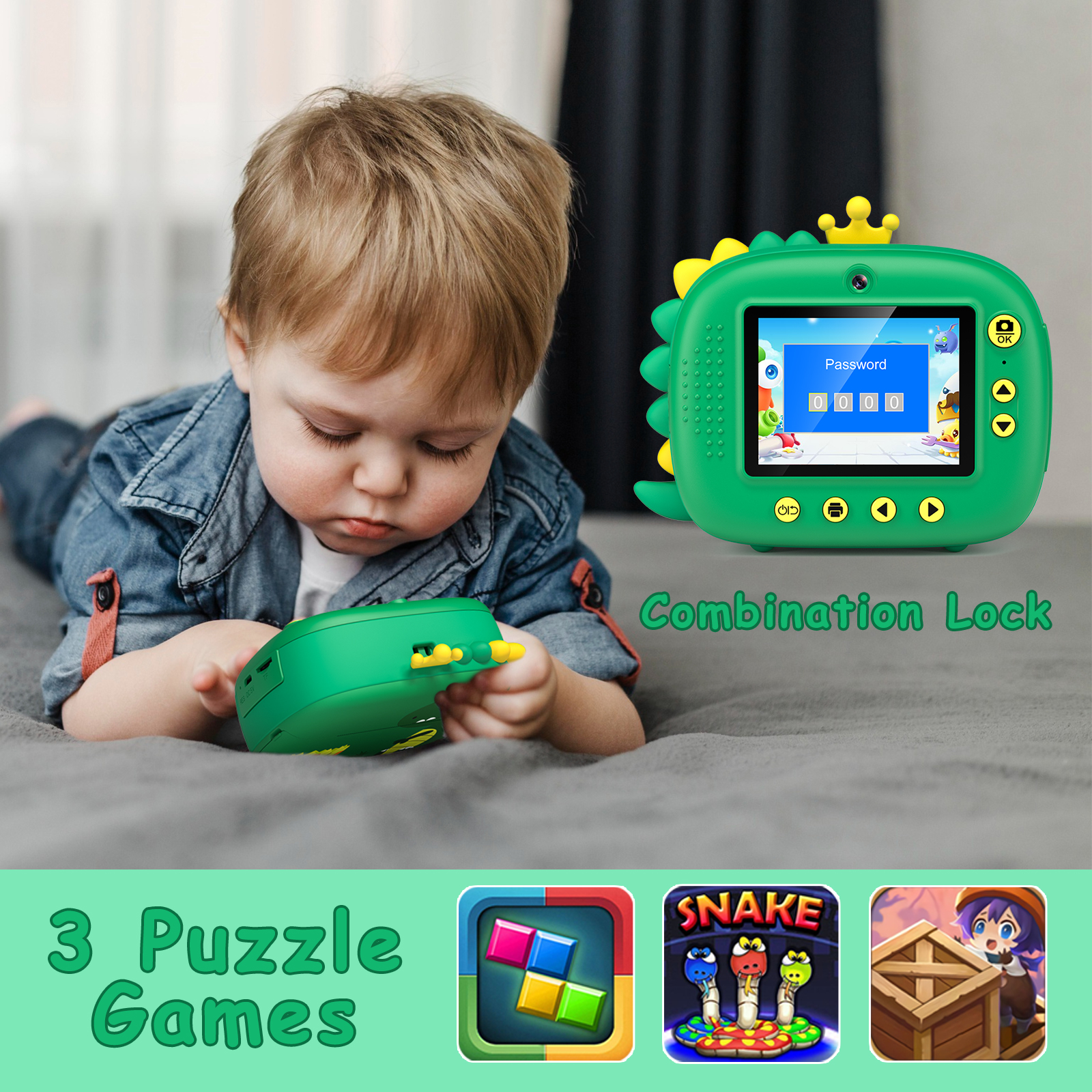 Caméra instantanée pour enfants, caméra instantanée HD 1080P 2,4" avec carte 32 Go, caméra à impression instantanée pour enfants de 3 à 12 ans