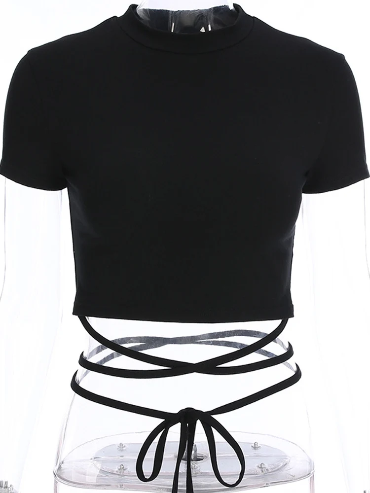 女性用半袖Tシャツ,黒,セクシー,サマー,2022