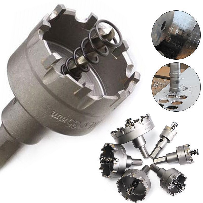 6-Piece Set 22-65mm Tungsten Carbide Hole Saw-Aço Inoxidável/Metal Buraco Abridor, Expansível Broca.