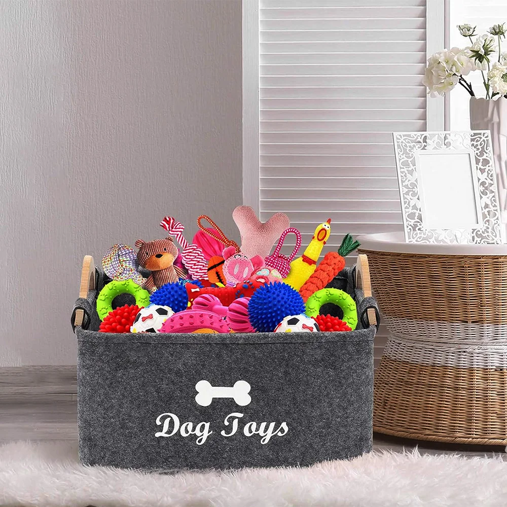Speelgoeddoos voor huisdieren Vilten speelgoeddoos voor katten en honden Gepersonaliseerde speelgoedorganizer Box Speelgoedopbergdoos Opbergdoos voor kleding Kraagopslag