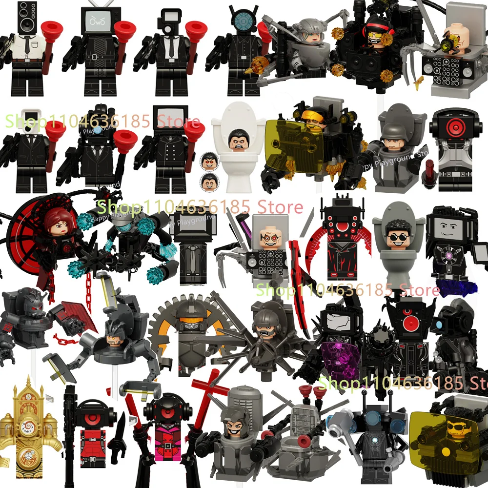 2025 Skibidi Toilet Man Anime Cartoon Bricks Dolls Cameraman Speakerman TV Man Mini Action Bricks Toy Figures Building Blocks
