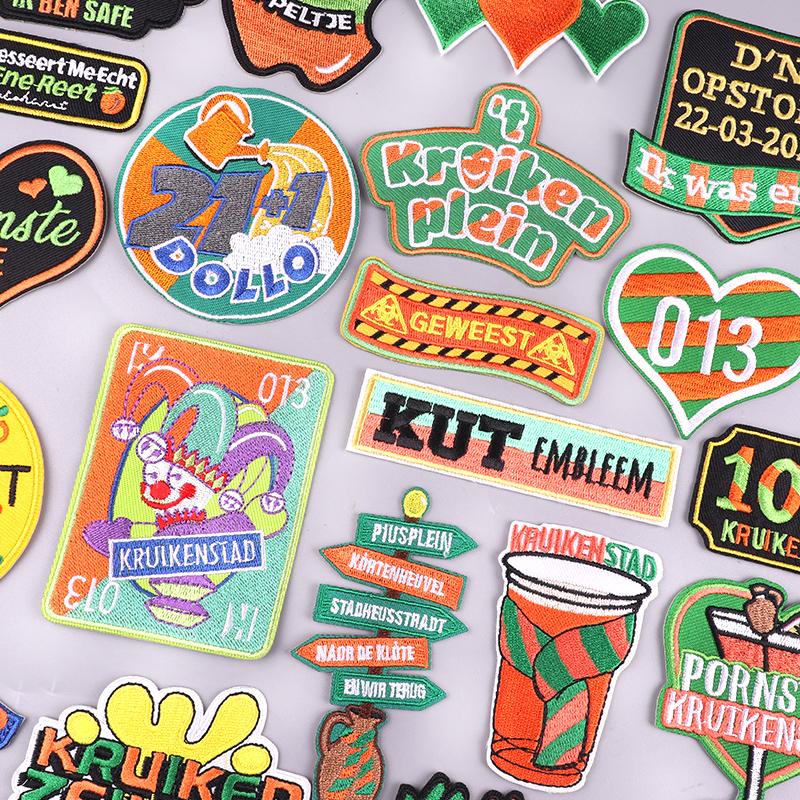 Carnival  Kruikenstad Emblem Green & Orange Embroidery Patches For Clothing Applique Celebration Gift Iron On Patch On Clothes