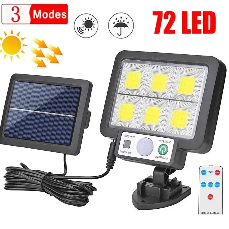 Ao ar livre à prova dwaterproof água de emergência rua jardim segurança decoração lâmpada led solar divisão lâmpada parede sensor movimento luz solar 3 modo