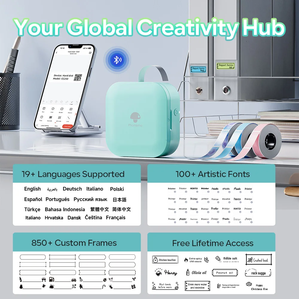 Phomemo Q30 Bluetooth thermische labelprinter, zakstickermaker voor datum-/DIY-labels, iOS Android draadloze printer, multi-papier