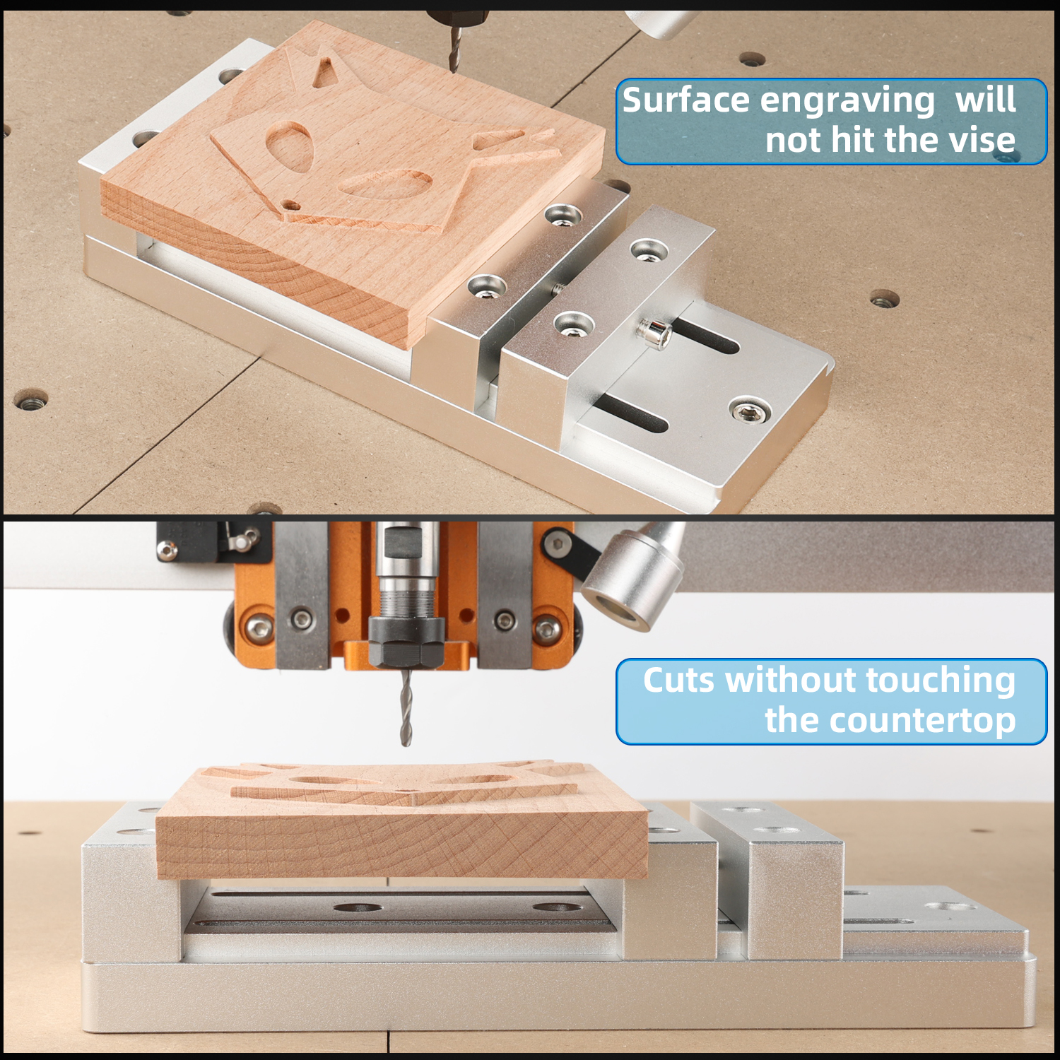 FoxAlien Mini-Schraubstock mit niedrigem Profil für CNC-Fräsmaschinen, Arbeitshalteklemme für WM3020 Masuter Pro Vasto
