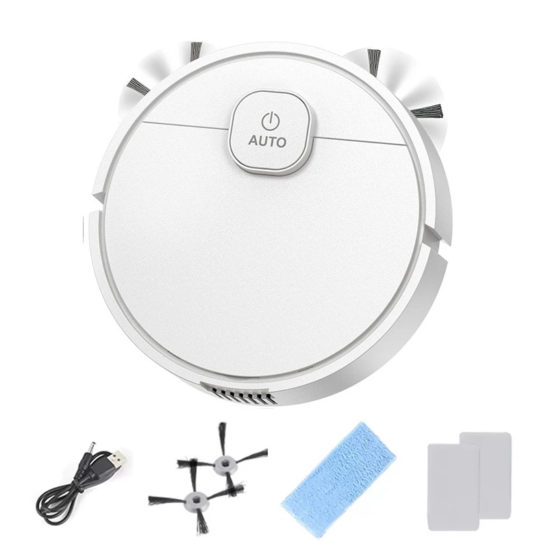 Robot aspirador 3 en 1, recargable por USB, succión de 1000Pa, aspirador robótico y fregona, Combo para el hogar, lavado de suelos, alfombras, pelo de mascotas