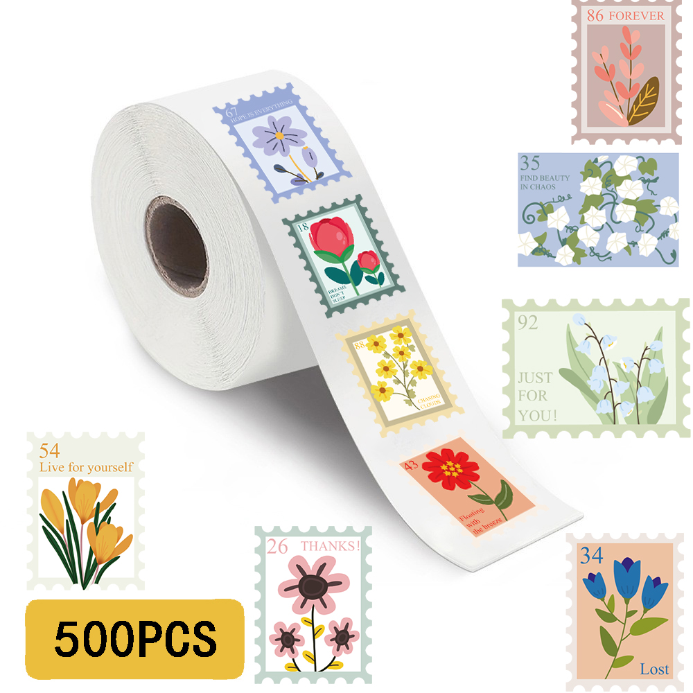 500 Uds sellos de flores rollo de pegatinas Harajuku dibujos animados Y2k moda álbum de recortes Graffiti café DIY Scrapbooking teléfono regalos calcomanías