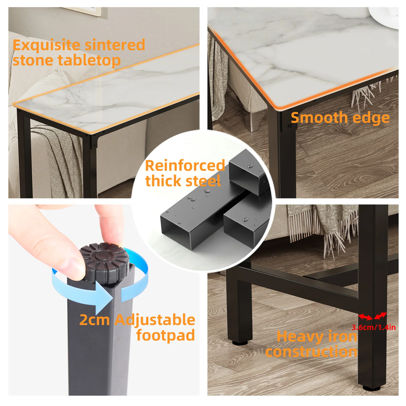 Slate Marble Kitchen Table Bar Table Pub Dining Counter High Table Breakfast Table, 4-6 Person, 120CM Long, Excluding Chairs  ﻿
