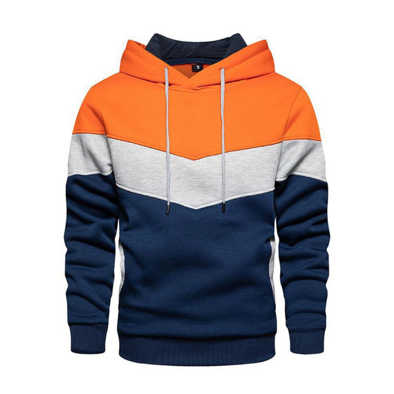 Felpa con cappuccio patchwork da uomo Abbigliamento sportivo casual da esterno Moda di strada Felpa con cappuccio termica in pile da uomo Autunno Inverno Nero