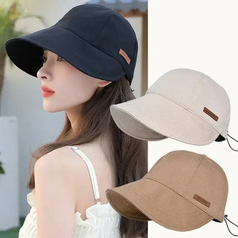 Sombrero para el sol plegable de algodón ajustable para mujer con protector solar protección UV Ideal para verano al aire libre sombrero de pescador de playa