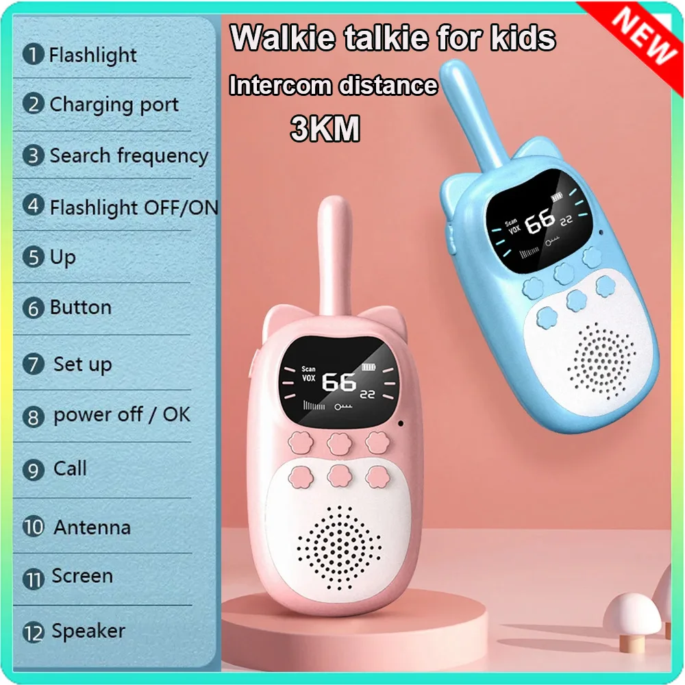 Kinder-Walkie-Talkie, 3 km, interaktives Eltern-Kind-Spielzeug, Mini-Funktelefon für Jungen und Mädchen, Walkie-Talkie für Kinder, Baby-Geschenke