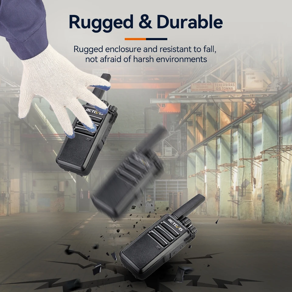Retevis-walkie-talkie RT668 de largo alcance PMR446, Radio recargable resistente para fábrica y sitio de construcción, 6 piezas