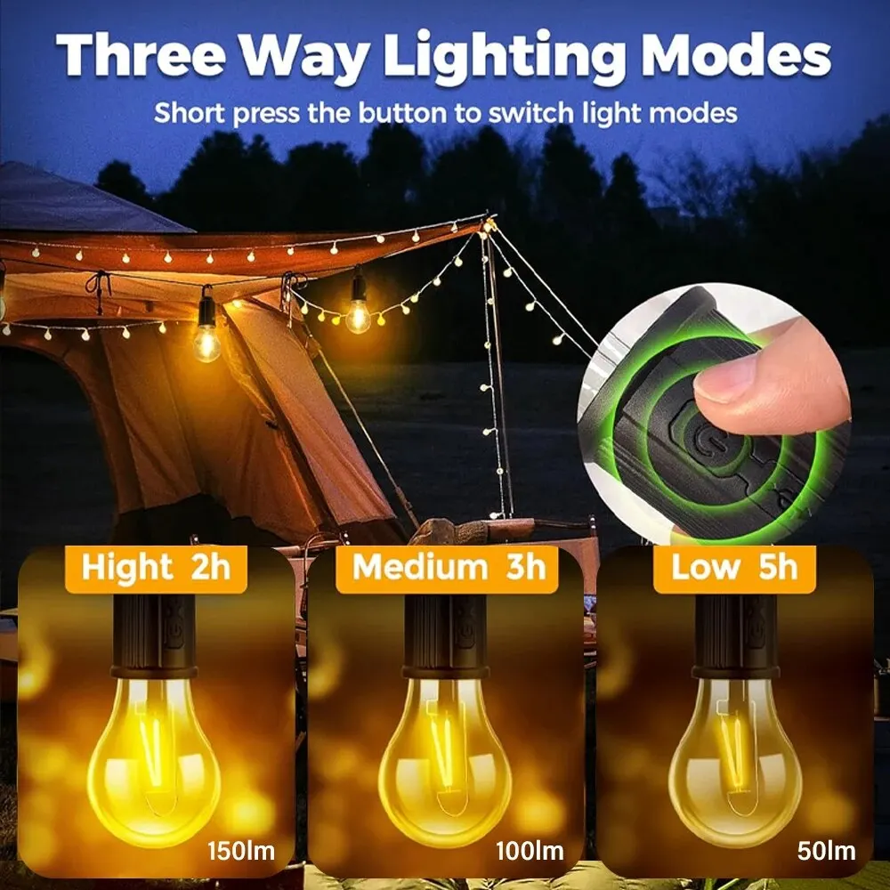 กลางแจ้ง USB ชาร์จไฟ LED หลอดไฟความสว่างสูงไฟฉุกเฉิน Hook Up Camping ตกปลาโคมไฟแบบพกพาไฟกลางคืน