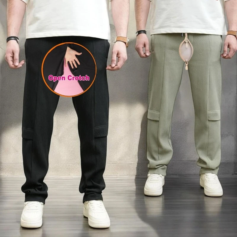 Herren-Hose mit offenem Schritt, Herbst und Winter, neu, amerikanisch, locker, Retro, Alltag, weites Bein, vielseitig, für Herren, Freizeit, Sport, Cord