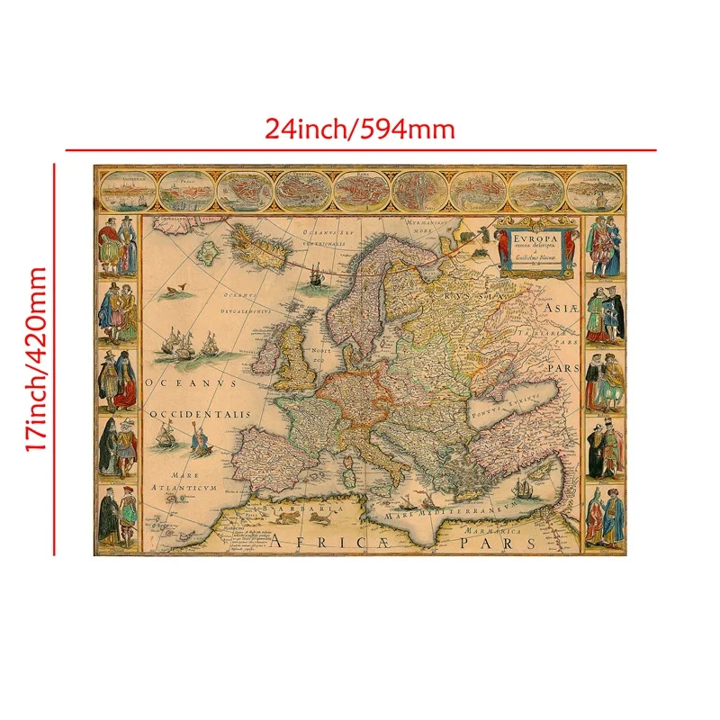 59*42Cm Retro Bản Đồ Không Dệt Vải Canvas Tranh Nghệ Thuật Treo Tường Hình Vintage Áp Phích Và In Hình Phòng Khách trang Trí Nhà Đồ Dùng Học Tập