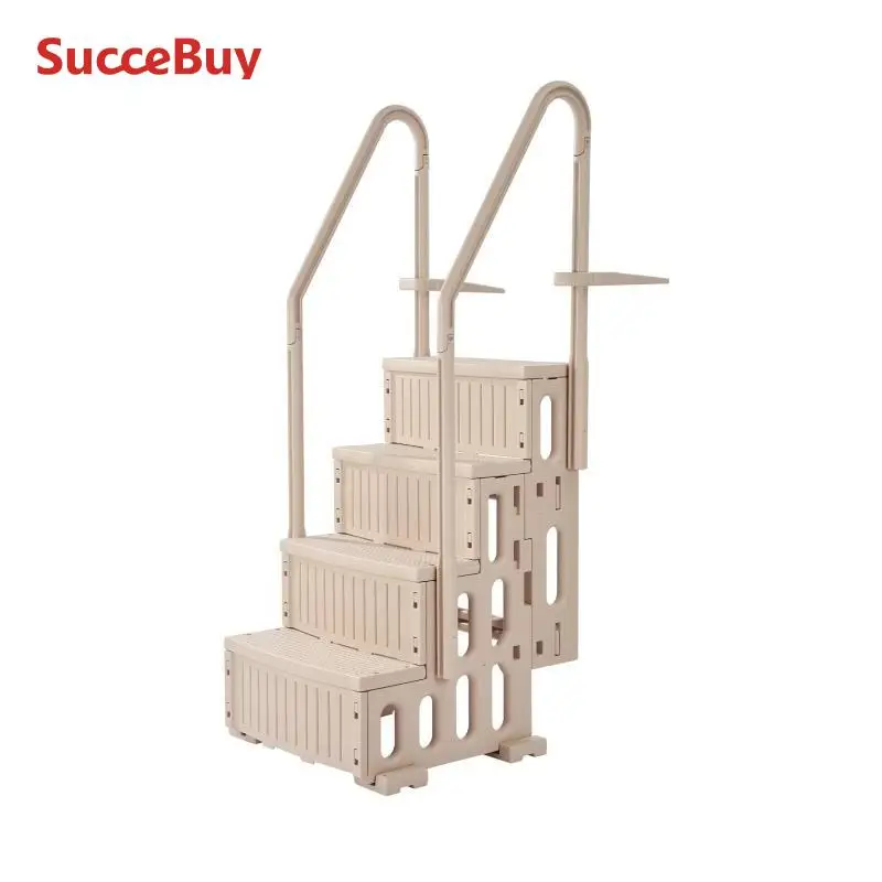 SucceBuy Swimming Pool Ladder Double Handrails Stairs with Non-slip Heavy Duty Steps for 48-54 In Inground & Above-ground Pools