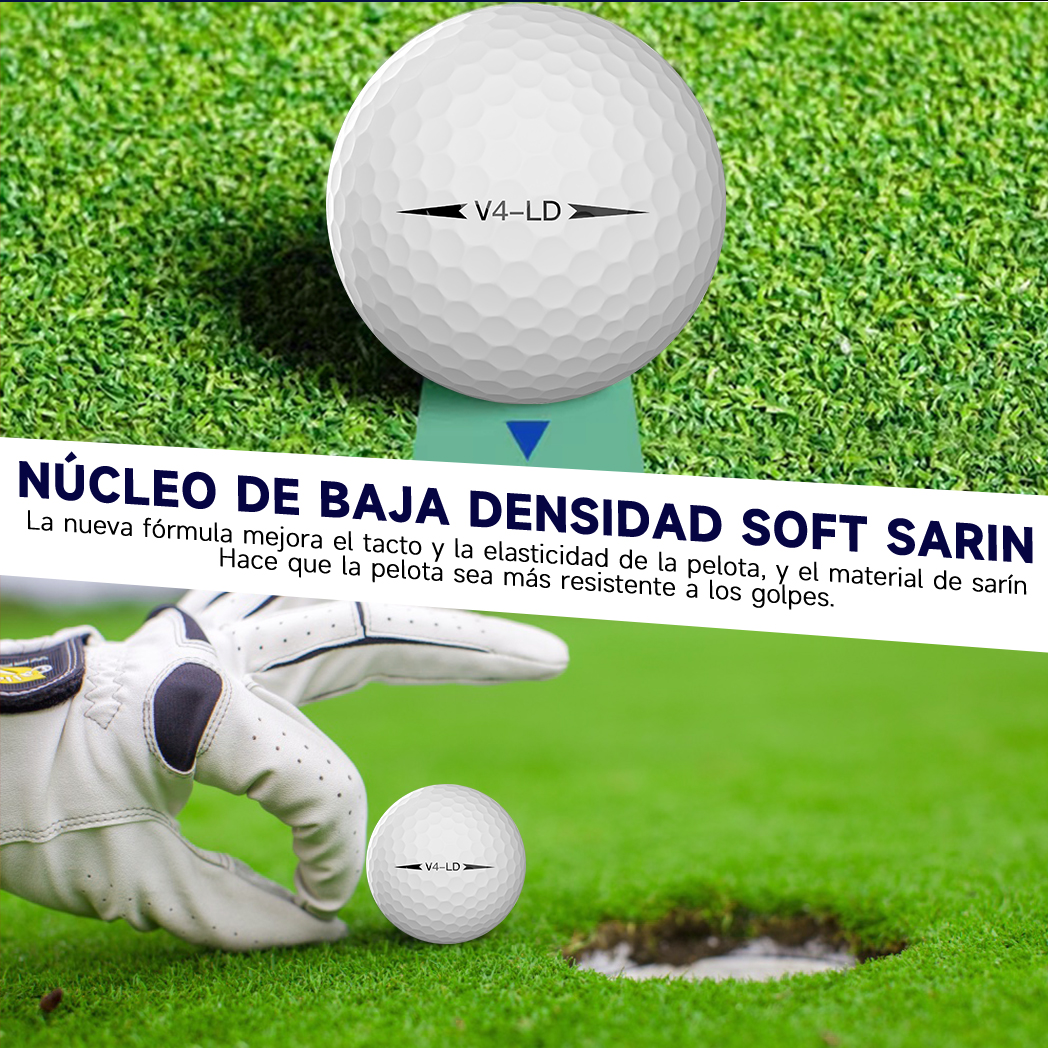 Caiton Pelotas de golf profesionales de 12/6/3 piezas: 4 capas, añadidas 30 yardas, rendimiento del torneo, sensación suave, larga distancia, cubierta duradera