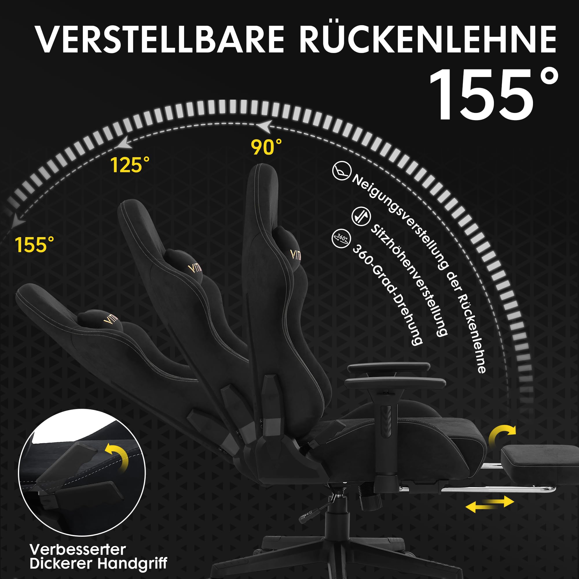 Kitinjoy High Quality Gaming Chair With Footrest Support Height Adjustable For Unisex Comfortable Office Chair Computer Chair