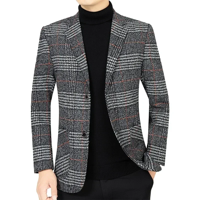 Nova primavera outono negócios ternos casuais jaquetas casacos homens xadrez blazers jaquetas masculino formal wear fino ajuste blazers tamanho 4xl