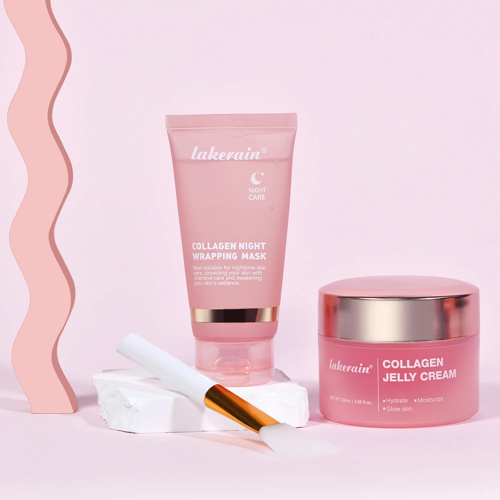 Creme de gelatina de colágeno hidrolisado máscara facial noturna embrulho máscara peel-off hidratante endurecimento hidratante cuidados com a pele