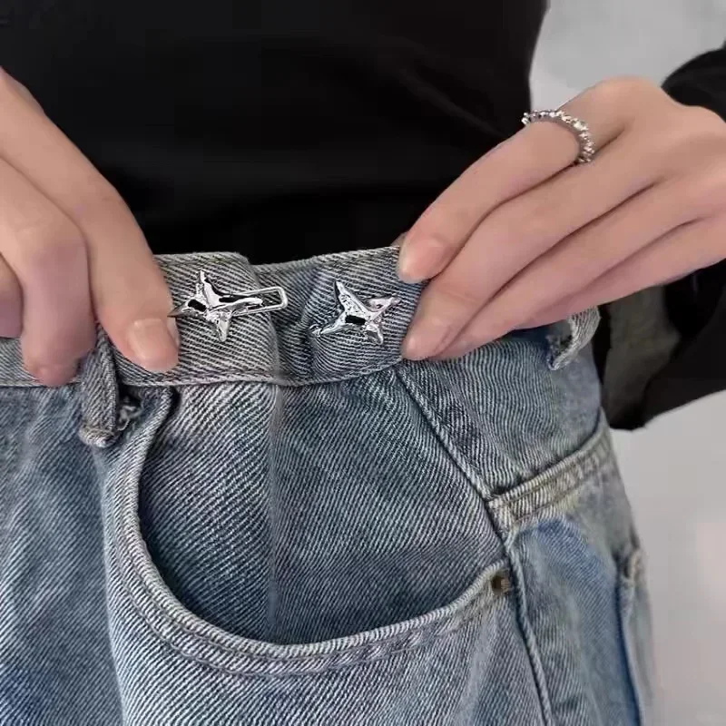 Adjustable Waist Buckle, Temperament Four Pointed Star Waist Tightening Tool, Fashionable Jeans, Fixed Waist Buckle